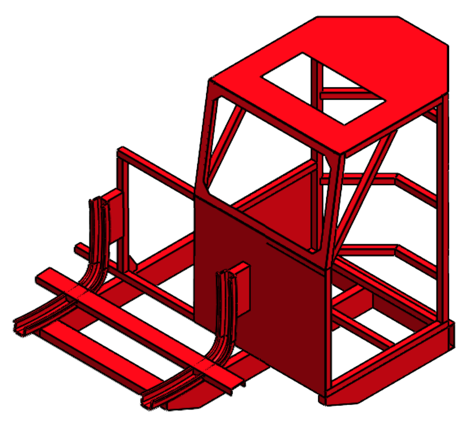 Vista técnica — Estrutura de cabine